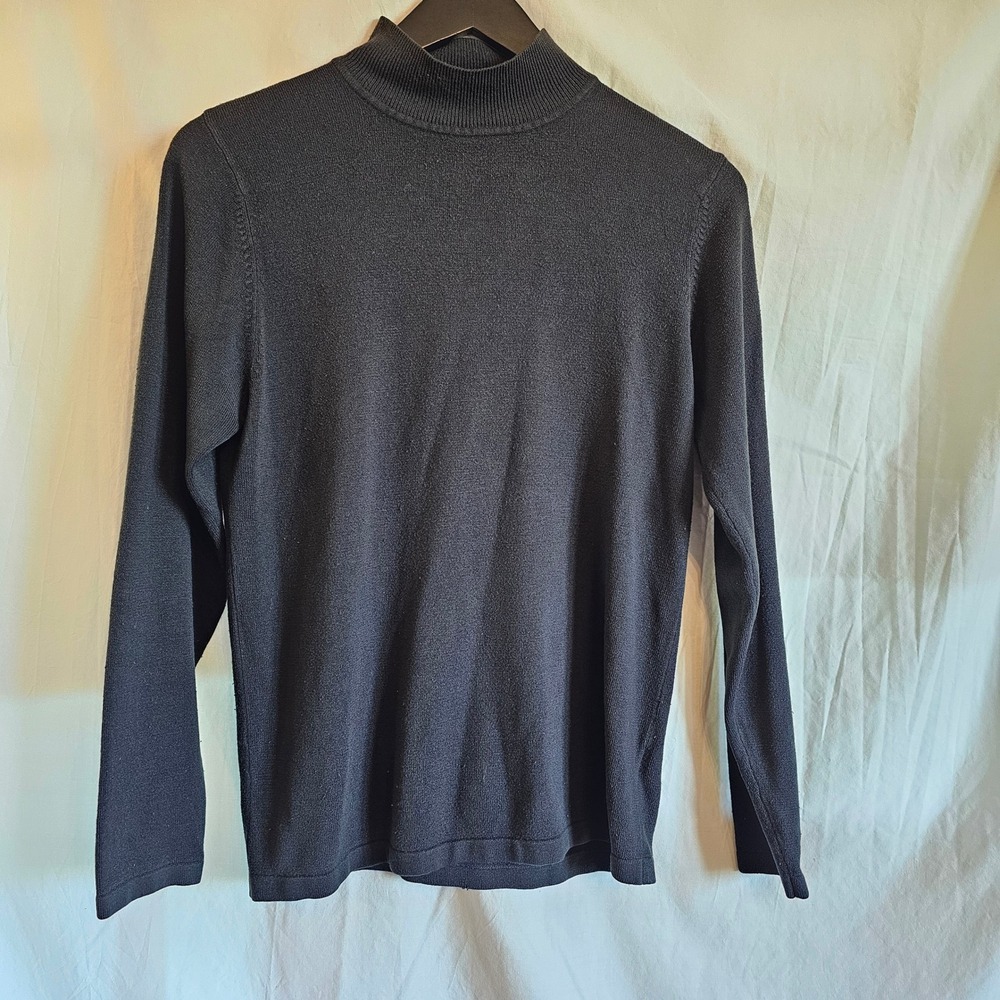 Reunion Menswear Black Mock Neck Sweater Mens Small Long Sleeve Knit Top Soft